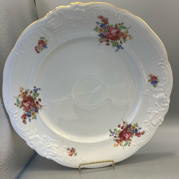 12" Lubiana Poland Porcelain Plate/Serving Platter Decorative Roses, Scrolls - Picture 1 of 16